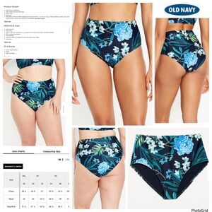 Old navy 2X plus size black tropical floral swim bottoms NWT